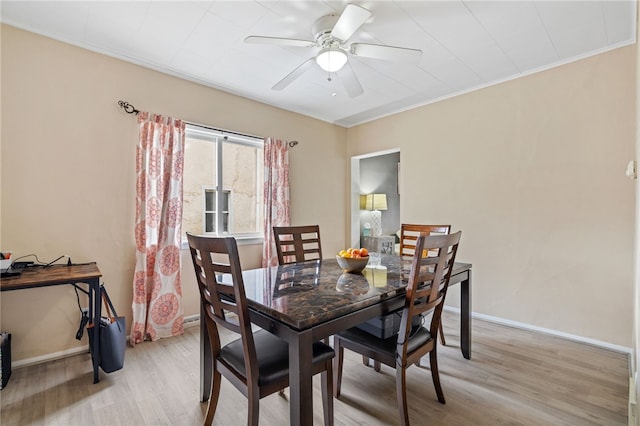545 Ohio Ave, Midland Boro, PA 15059 - dining room featuring light wood-style flooring, ceiling fan, and baseboards