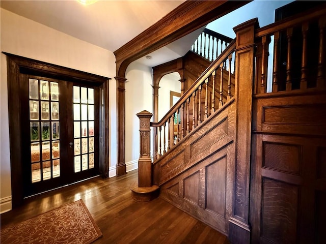 715 Chislett, East Liberty, PA 15206 - foyer featuring stairs, dark wood finished floors, baseboards, and french doors