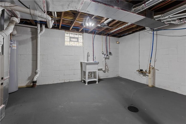 421 W College St, Canonsburg, PA 15317 - below grade area featuring water heater and a sink