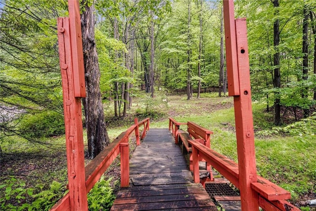 2554 Rte 259, Fairfield Twp, PA 15923 - wooden terrace with a forest view