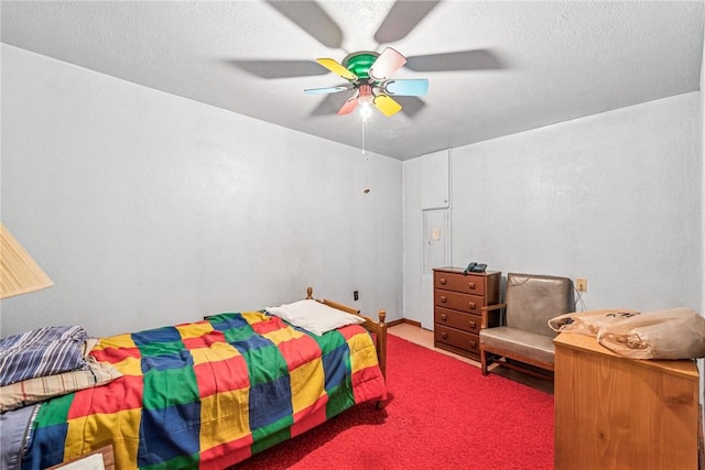 2554 Rte 259, Fairfield Twp, PA 15923 - bedroom with a textured ceiling, ceiling fan, and carpet floors