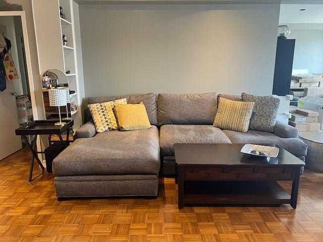 320 Fort Duquesne Blvd Unit 18F, Downtown Pgh, PA 15222 - living area featuring built in shelves