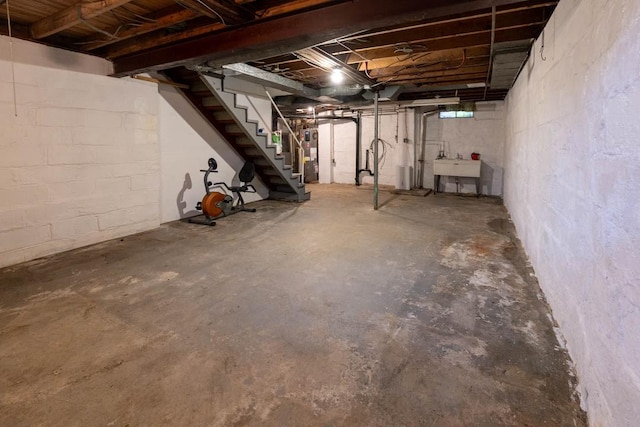 1153 Yanks Ln, South Park, PA 15236 - unfinished basement featuring stairs and a sink