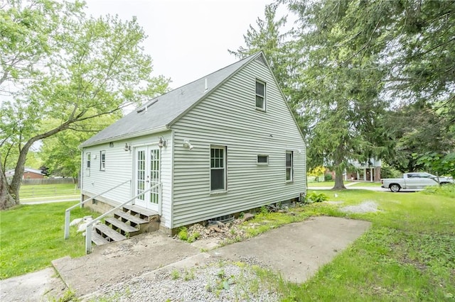 1017 Olive Ave, Natrona Hts/Harrison Twp, PA 15065 - view of side of property featuring french doors, entry steps, and a lawn