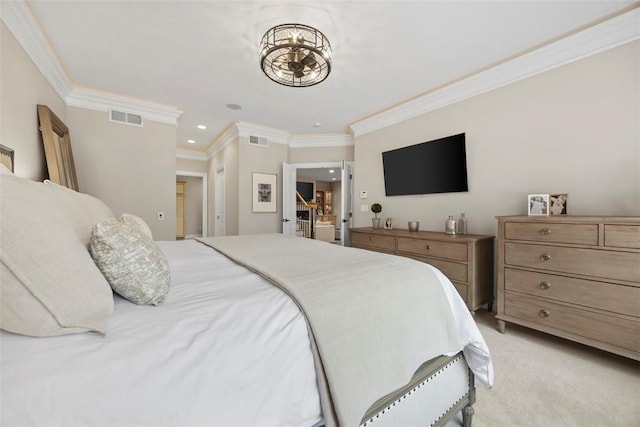 3602 Senate Ct, Adams Twp, PA 16059 - bedroom featuring ornamental molding, light colored carpet, and recessed lighting