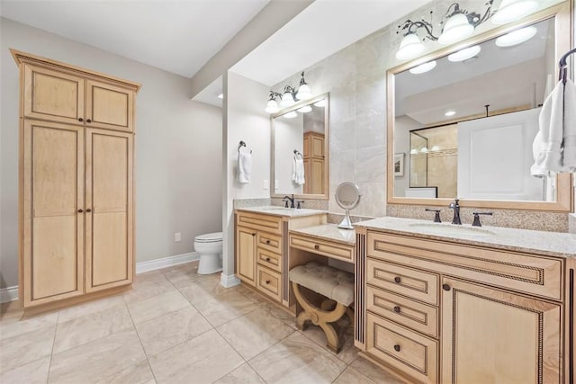 3602 Senate Ct, Adams Twp, PA 16059 - full bathroom featuring vanity, a shower, toilet, and baseboards