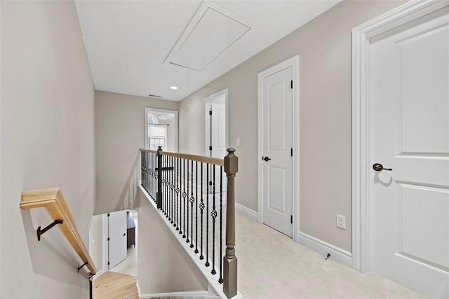 3602 Senate Ct, Adams Twp, PA 16059 - stairway with attic access, baseboards, and carpet