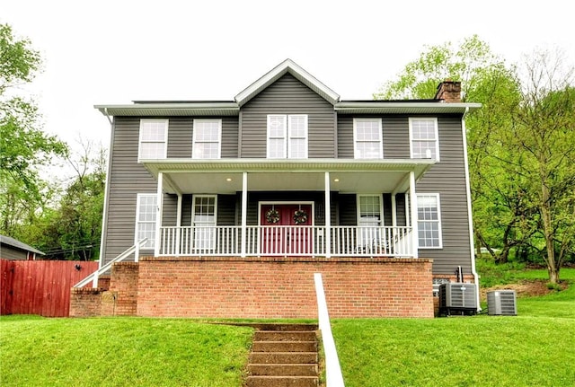 1726 Kennedy, Elizabeth Twp/Boro, PA 15018 - view of front of home with cooling unit, a chimney, covered porch, and stairway