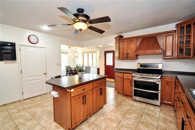 1726 Kennedy, Elizabeth Twp/Boro, PA 15018 - kitchen with double oven range, custom exhaust hood, and dark countertops