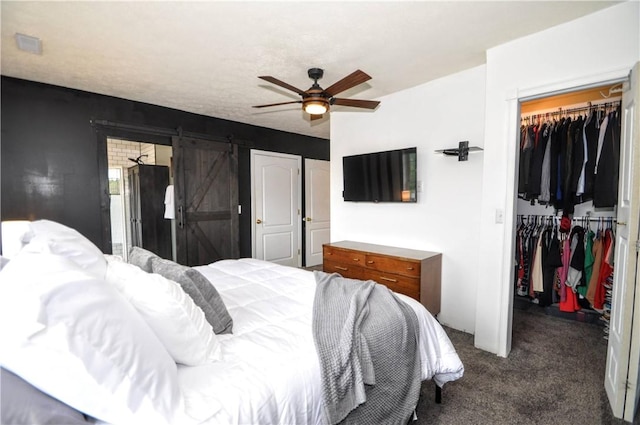 1726 Kennedy, Elizabeth Twp/Boro, PA 15018 - carpeted bedroom with a spacious closet, a closet, ceiling fan, and a barn door