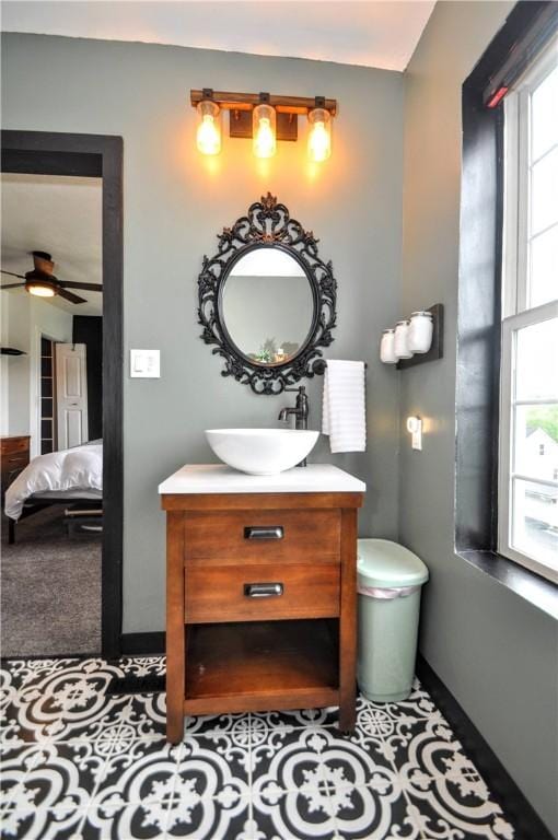 1726 Kennedy, Elizabeth Twp/Boro, PA 15018 - bathroom with vanity, ceiling fan, and connected bathroom