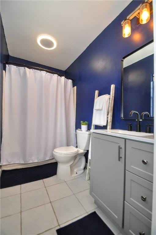 1726 Kennedy, Elizabeth Twp/Boro, PA 15018 - bathroom with toilet, tile patterned flooring, vanity, and a shower with shower curtain