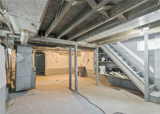 2324 Sheffield Rd, Aliquippa, PA 15001 - basement with stairs and heating unit