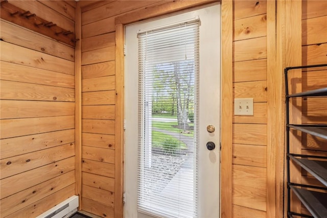 1630 Snowfield Way, Hidden Valley, PA 15502 - entryway featuring baseboard heating and wooden walls