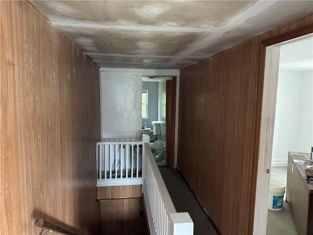 428 2nd St, Donora, PA 15033 - hallway featuring wood walls and carpet