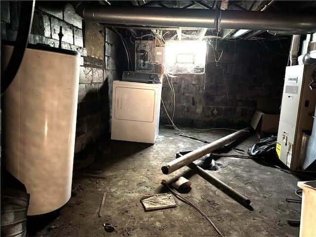 428 2nd St, Donora, PA 15033 - below grade area with washer / clothes dryer, water heater, and heating unit