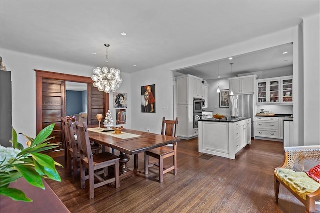 618 Hastings St, Point Breeze, PA 15206 - dining room with dark wood finished floors, recessed lighting, and a chandelier