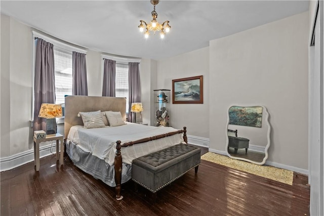 618 Hastings St, Point Breeze, PA 15206 - bedroom featuring a chandelier, hardwood / wood-style floors, and baseboards
