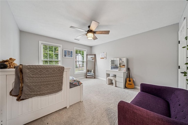 8426 David Dr, South Fayette, PA 15017 - carpeted living room featuring ceiling fan and baseboards