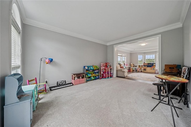 8426 David Dr, South Fayette, PA 15017 - game room featuring crown molding and carpet