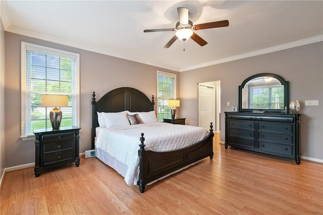 230 Patriot Ln, Economy, PA 15042 - bedroom with light wood finished floors, crown molding, and ceiling fan