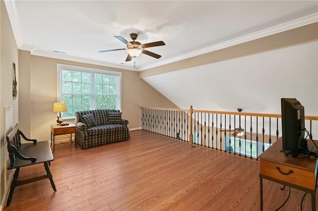 230 Patriot Ln, Economy, PA 15042 - sitting room with ceiling fan, wood finished floors, crown molding, and baseboards