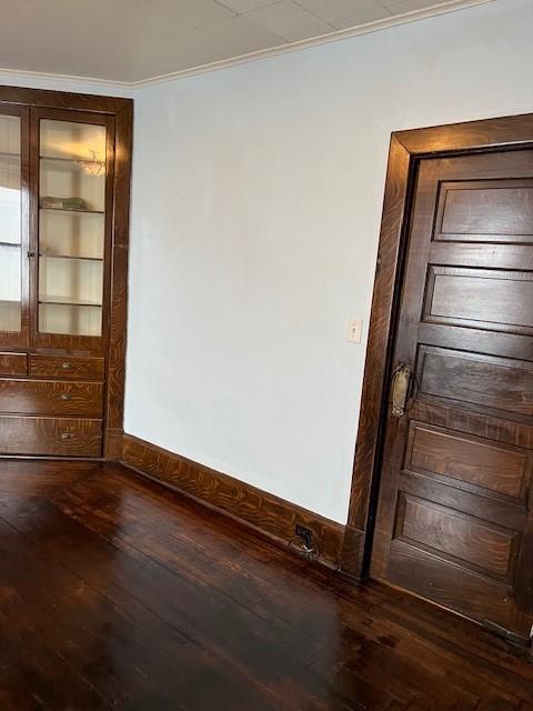 201 Thompson St, Latrobe, PA 15650 - empty room with ornamental molding, wood-type flooring, and baseboards