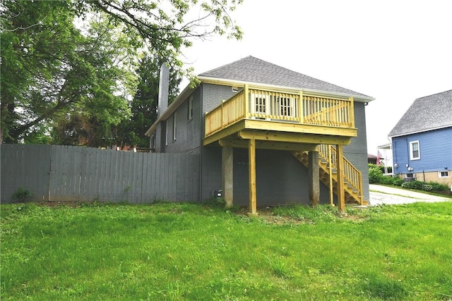 4 Brentwood Dr, Kennedy Twp, PA 15136 - rear view of house with stairway and a wooden deck