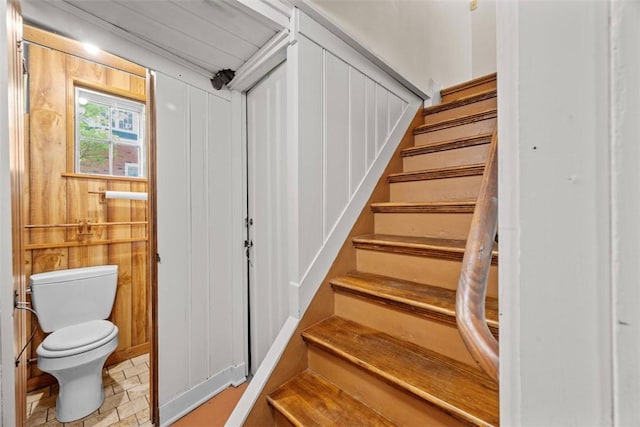 1509 Walnut St, Edgewood, PA 15218 - staircase featuring stone finish floors