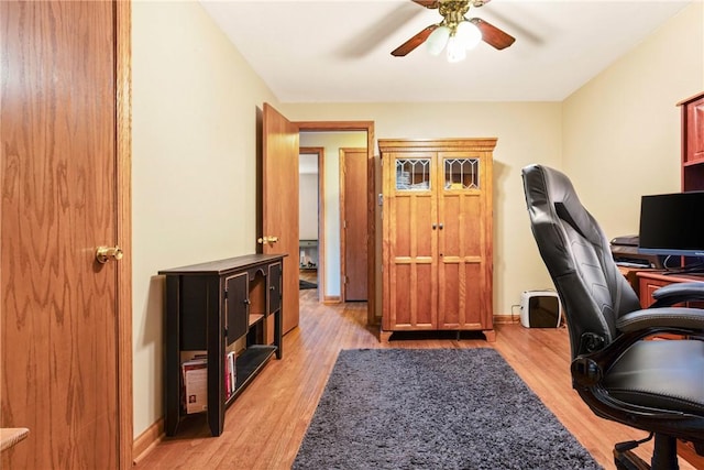 4624 Clear Shade Dr, Windber, PA 15963 - office space featuring ceiling fan, light wood-style flooring, and baseboards