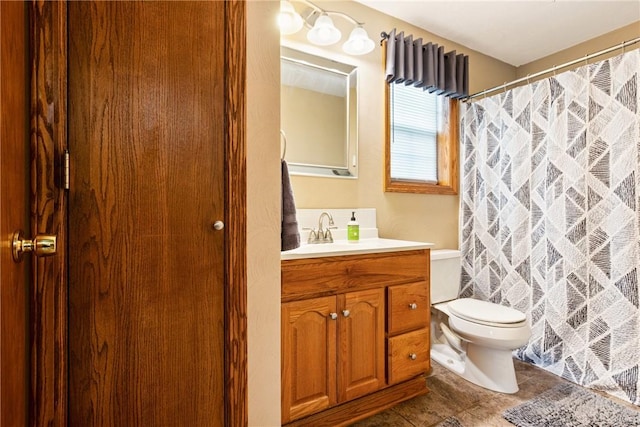 4624 Clear Shade Dr, Windber, PA 15963 - bathroom with vanity, toilet, tile patterned floors, and curtained shower