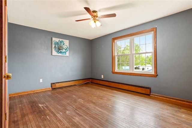 4624 Clear Shade Dr, Windber, PA 15963 - spare room featuring hardwood / wood-style floors, ceiling fan, and baseboards
