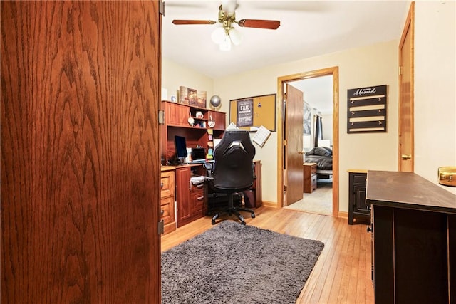 4624 Clear Shade Dr, Windber, PA 15963 - office area with light wood-style floors, a ceiling fan, and baseboards