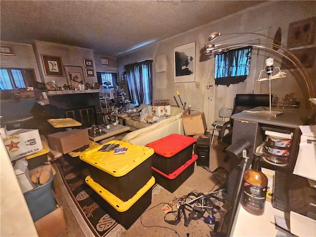 1374 Marlboro Ave, Wilkinsburg, PA 15221 - living area featuring a textured ceiling and concrete flooring