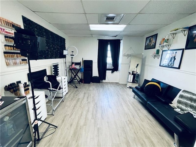 471 Lincoln Ave, Bellevue, PA 15202 - workout room with a paneled ceiling and wood finished floors