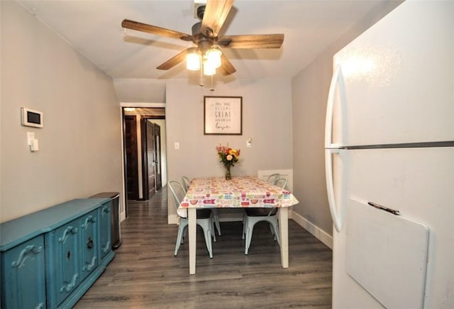 1025 Nevada St, South Strabane, PA 15301 - dining room with ceiling fan and dark wood-style floors