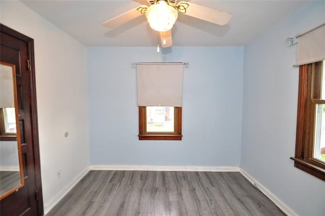 1025 Nevada St, South Strabane, PA 15301 - unfurnished room featuring wood finished floors, a ceiling fan, and baseboards