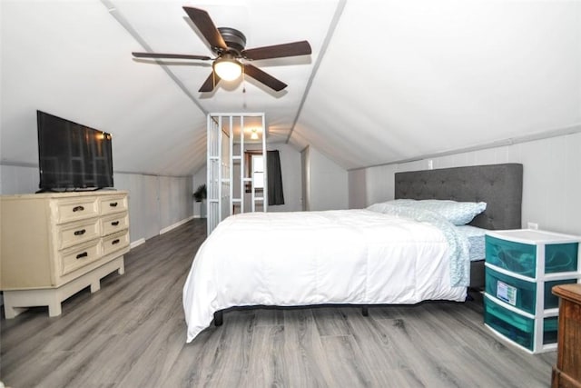 1025 Nevada St, South Strabane, PA 15301 - bedroom with wood finished floors, vaulted ceiling, and ceiling fan