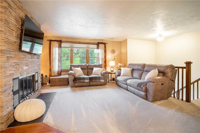 240 Lindsay Rd, Jackson Twp But, PA 16063 - carpeted living room featuring a fireplace