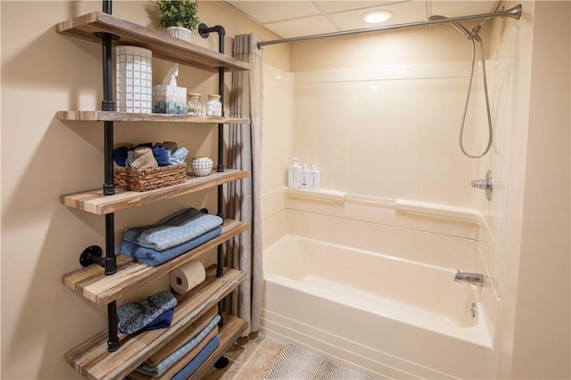 240 Lindsay Rd, Jackson Twp But, PA 16063 - bathroom with bathing tub / shower combination, tile patterned floors, and recessed lighting