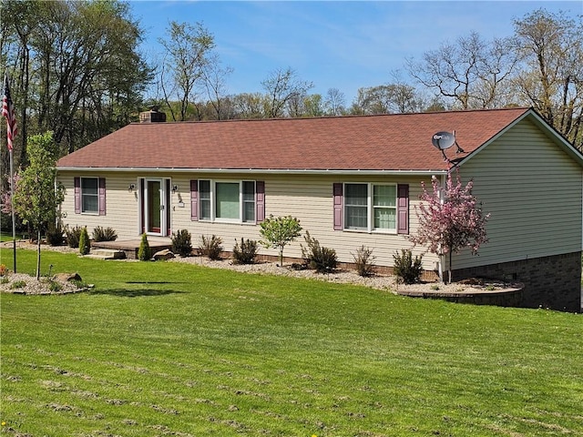 495 Glendale Rd, North Sewickley Twp, PA 15010 - ranch-style home with a front yard and a chimney