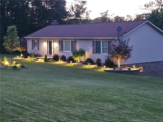 495 Glendale Rd, North Sewickley Twp, PA 15010 - ranch-style house with a front yard and a chimney