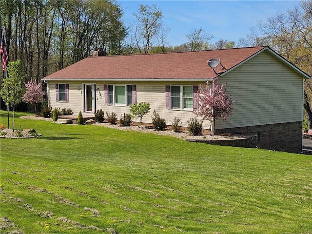 495 Glendale Rd, North Sewickley Twp, PA 15010 - ranch-style house featuring a front yard, a chimney, and crawl space