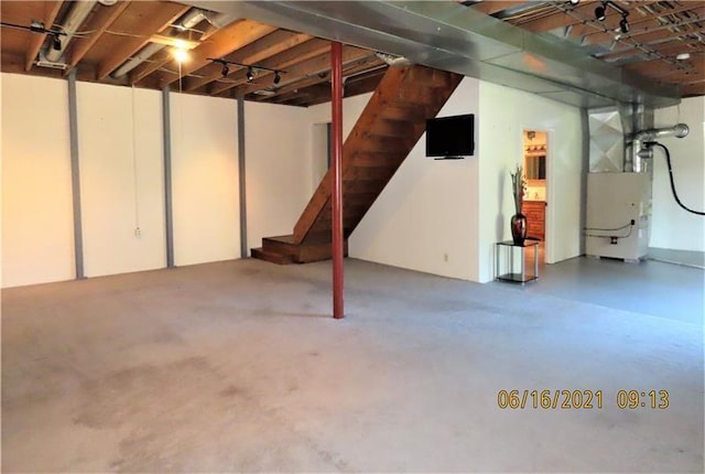 495 Glendale Rd, North Sewickley Twp, PA 15010 - unfinished basement featuring heating unit and stairs