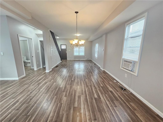 418 Short St, Donora, PA 15033 - unfurnished dining area featuring a chandelier and dark wood-style flooring