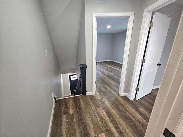 418 Short St, Donora, PA 15033 - corridor with an upstairs landing and dark wood-style floors