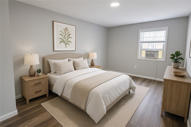 418 Short St, Donora, PA 15033 - bedroom with dark wood-style floors, recessed lighting, and cooling unit