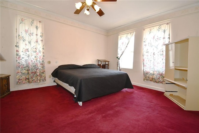 108 Locust St, Mount Oliver, PA 15210 - carpeted bedroom with baseboards, ceiling fan, and crown molding