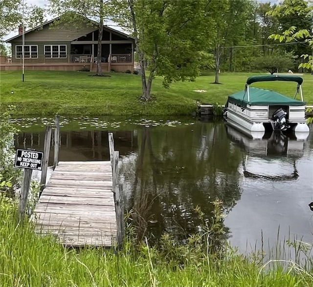 10672 Center Ave, Conneaut Lake, PA 16316 - dock with a lawn and a water view