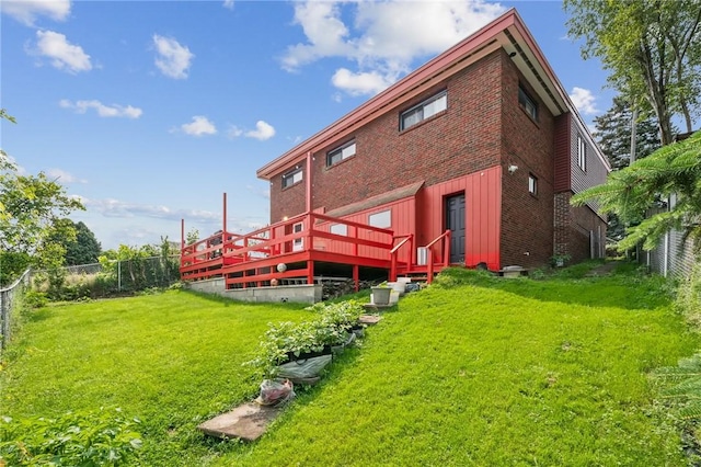3003 Jersey St, Mckeesport, PA 15132 - back of property with a deck, board and batten siding, and brick siding